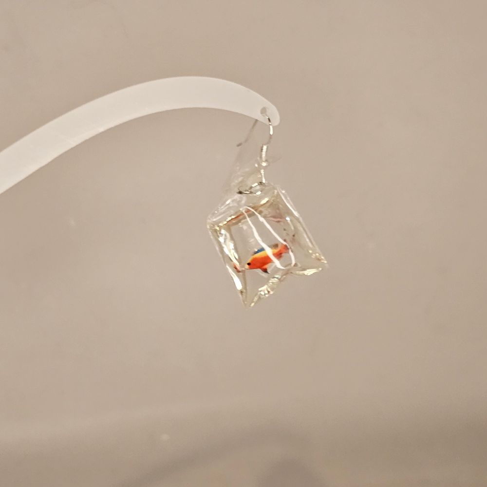 Item #239 Fish in a Bag Earring