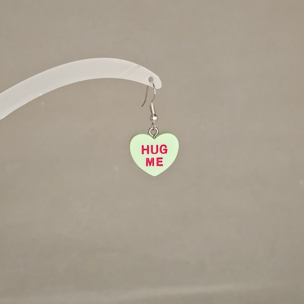 Item #106 Conversation Heart Candy Hug Me Earring
